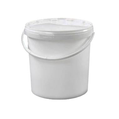 Spand 10 ltr Ø26,5 cm med hank/låg Plast Hvid,6 sæt x 10 ltr/ps
