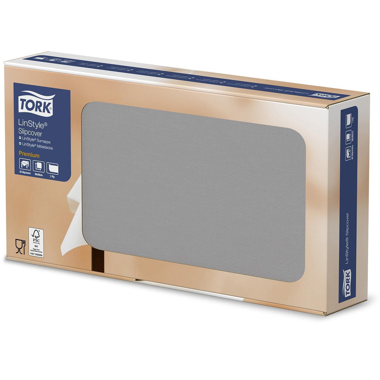 Dug Stikdug Tork LinStyle 80x80cm Grå,20 stk/pk