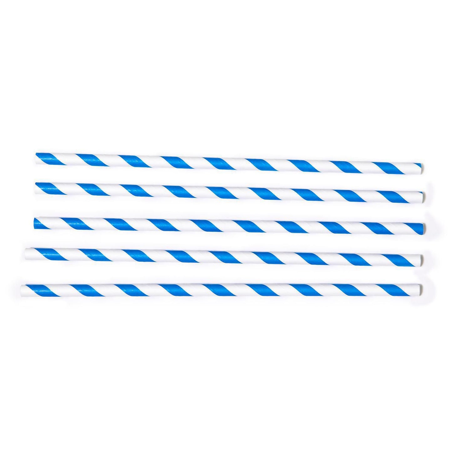Sugerør Ø6x200 mm uden knæk Bionedbrydelig Papir Blåstribet,500 stk/ps