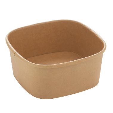 Bowle firkantet 130x130x56 mm 600 ml Kraft med PE Brun,6 pk x 50 stk/krt