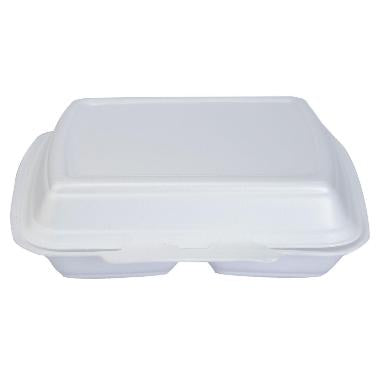 Termobakke 2-rum 247x198x75 mm Hængslet låg XPS Hvid HP 4/2 TT,2 pk x 125 stk/krt