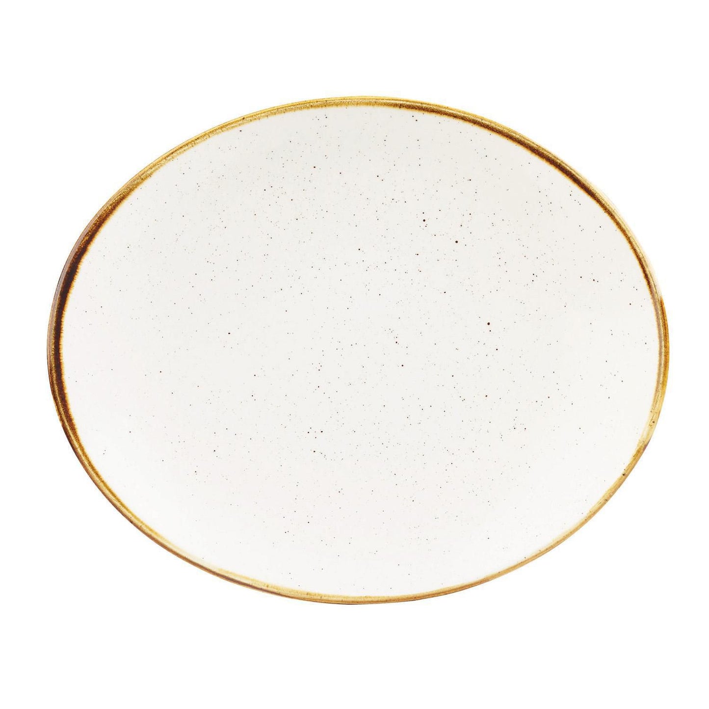 Tallerken Oval Stonecast 16x19.2cm Porcelæn Vanilje,12 stk/krt