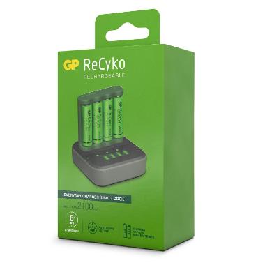 Oplader GP ReCyko Everyday til AA og AAA. Inkl. 4 stk AA genopladelige batterier,stk