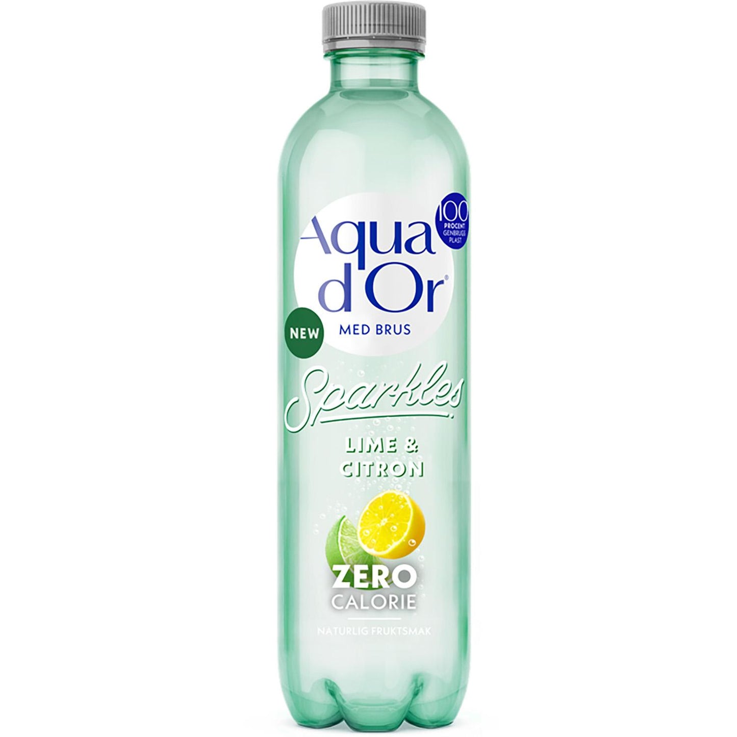 Mineralvand Aqua d'Or Lime og Citron 0,5 ltr med Brus,12 fl x 0,5 ltr/krt