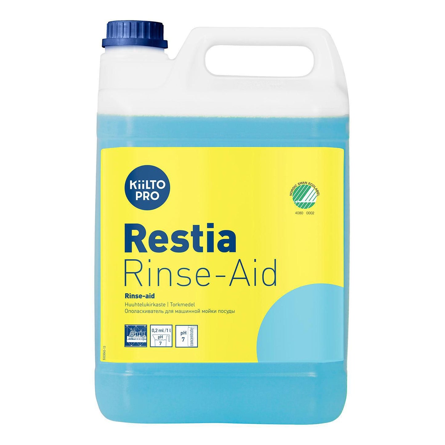 Maskinopvask Afspænding Kiilto Pro Restia Rinse-aid 5ltr Svanemærket Blødt/Mid.,3 dnk x 5 ltr/krt
