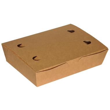 Pølseæske Stor L200xB140xH50mm Pap FSC med låg Brun/Hvid,2 ps x 85 stk/krt