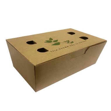 Pommes Frites Æske Nr. 2 L145xB81xH53mm Pap FSC med tryk og låg Brun,3 ps x 100 stk/krt