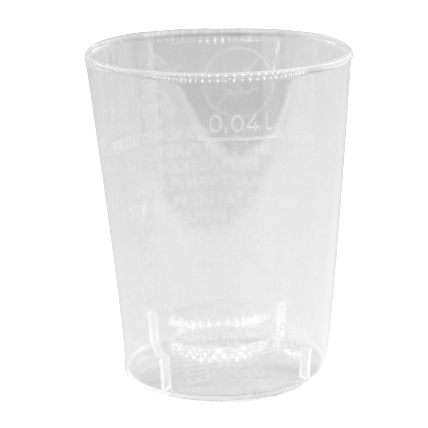 Plastglas snapseglas 2 cl /4 cl Ø42xH52 mm PS Klar,50 stk/pk
