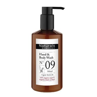 Sæbe Naturals Remedies 09 Hand & Body Wash med pumpe 300 ml Brun,12 stk/krt