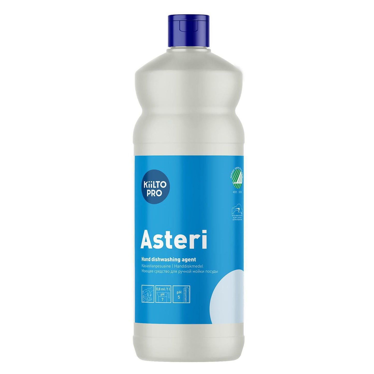 Håndopvask Kiilto Asteri 1ltr Svanemærket Allergimærket uden Farve/Parfume,6 fl x 1 ltr/krt