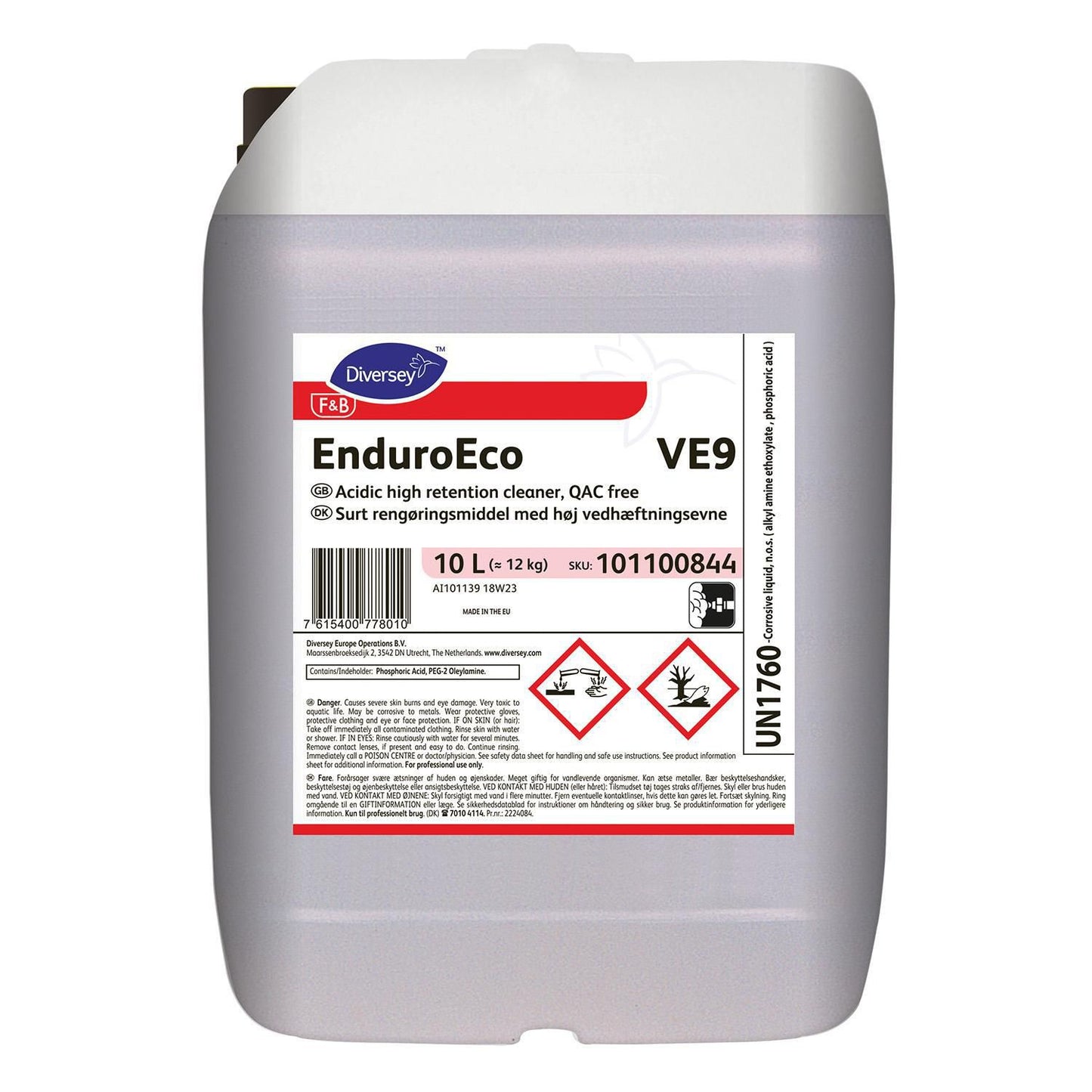 Skumrengøring Surt EnduroEco VE9 10ltr med Høj vedhæftningsevne til kalk/protein,10 ltr/dnk