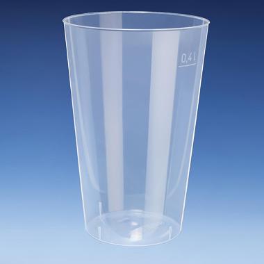 Plastbæger 40 cl Ø85 mm H128 mm flergangs PP semi transparent,10 ps x 50 stk/krt