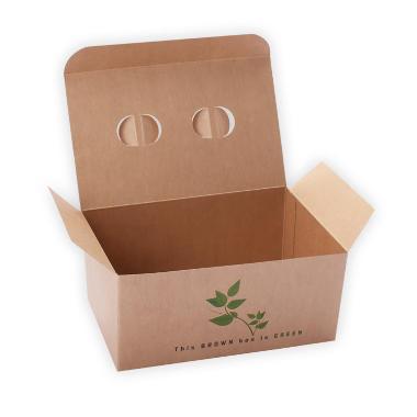 Pommes Frites Æske L140xB90xH65mm Pap FSC med tryk og låg Brun,5 ps x 100 stk/krt