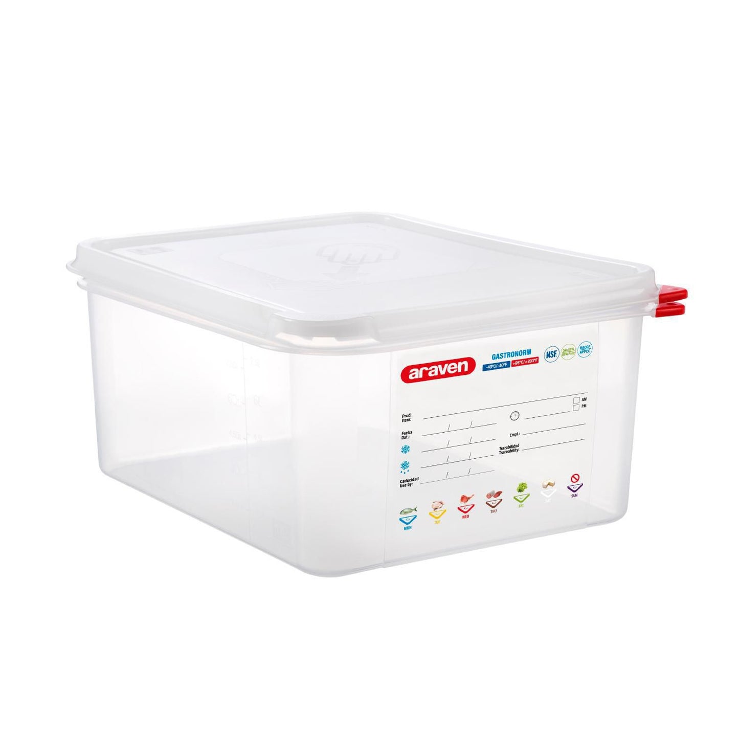 Beholder Araven lufttæt L32.5xB26.5xH15cm 1/2GN 10ltr polypropylen låg klar,stk