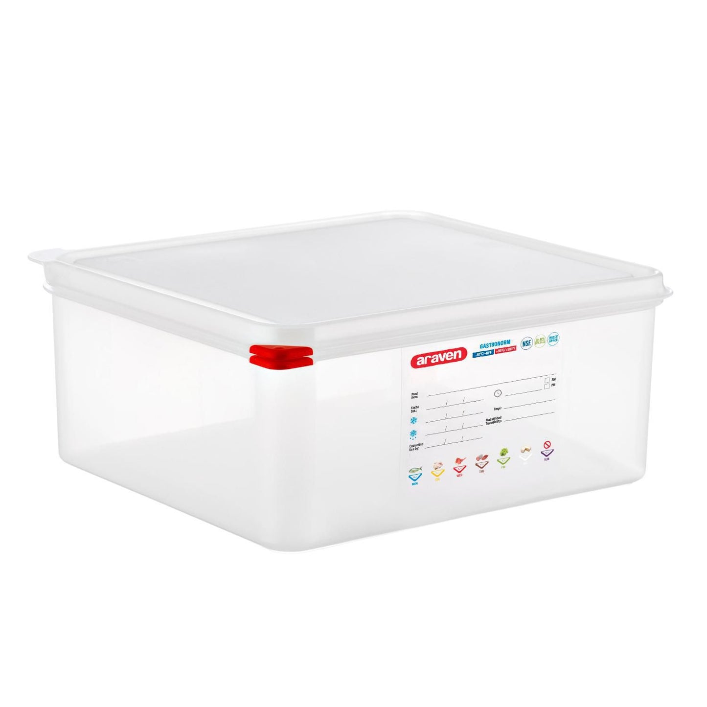 Beholder Araven lufttæt L35.4xB32.5xH15cm 2/3GN 14ltr polypropylen låg klar,stk