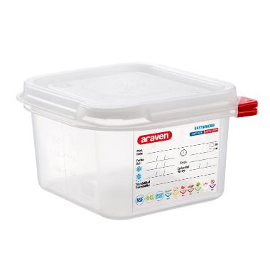 Beholder Araven lufttæt L17.6xB16.2xH10cm 1/6GN 1.7ltr polypropylen låg klar,stk