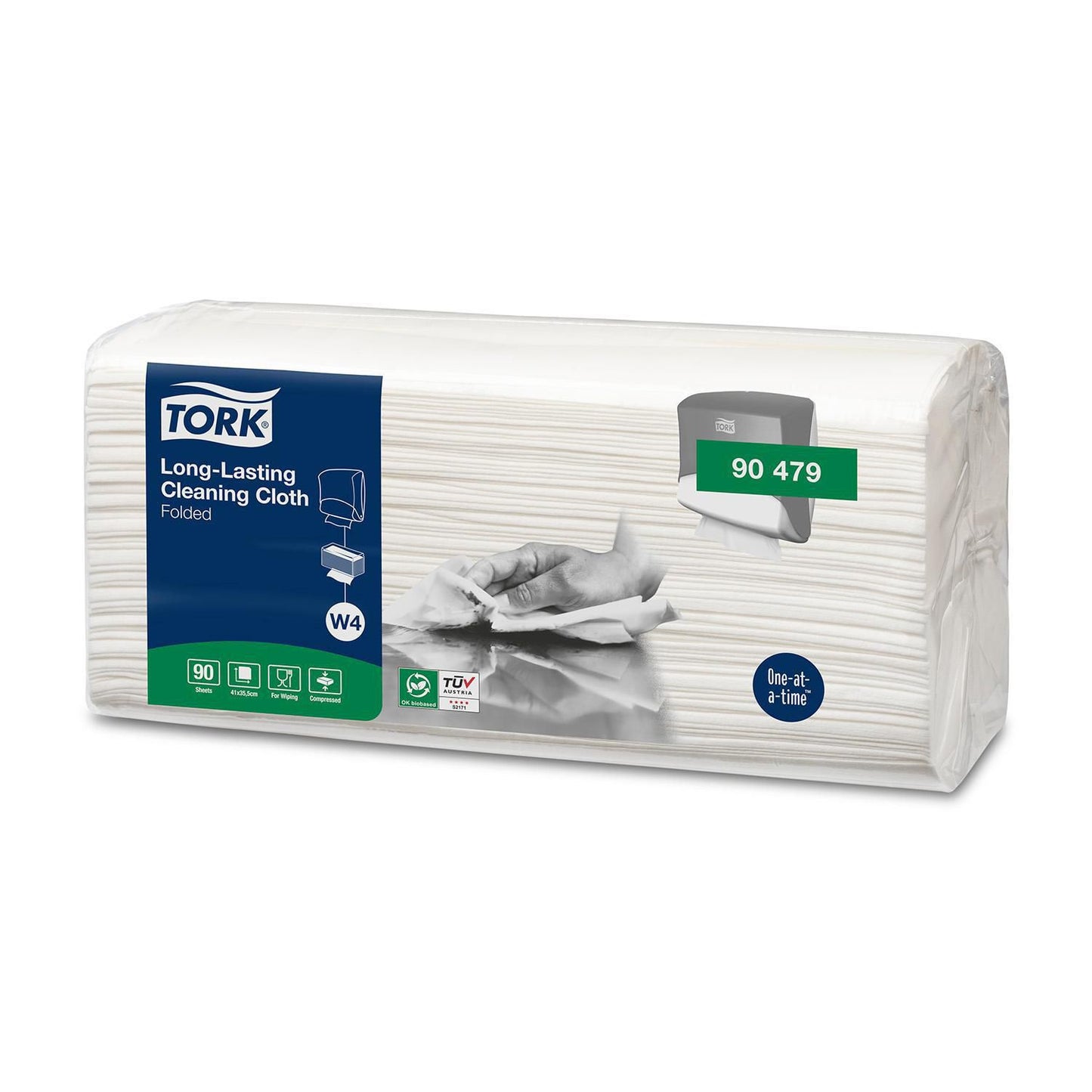 Aftørringsklud Tork W4 Alt-i-En 428x355mm Biobaseret Hvid,4 pk x 90 stk/krt