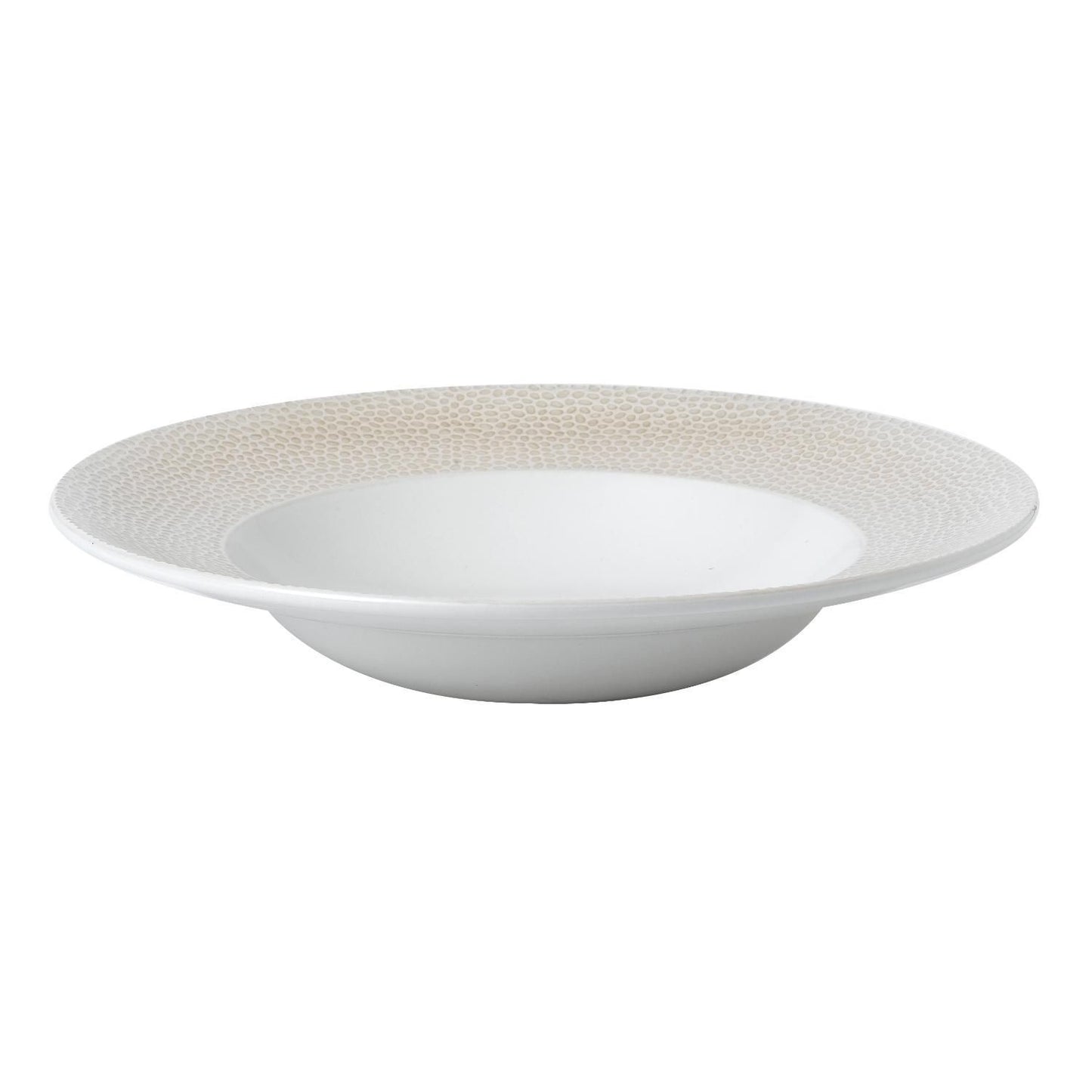 Skål ISLA 46.8 cl Ø28x3.7 cm Bred fane porcelæn sand,12 stk/krt