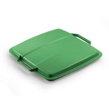 Låg til 90L beholder 38.5x39.5cm plast grøn,stk