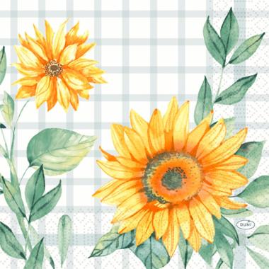 Frokostserviet, 1/4 Fold, 3-lags, 33x33, Duni, Sunflower Day ( 50 stk )