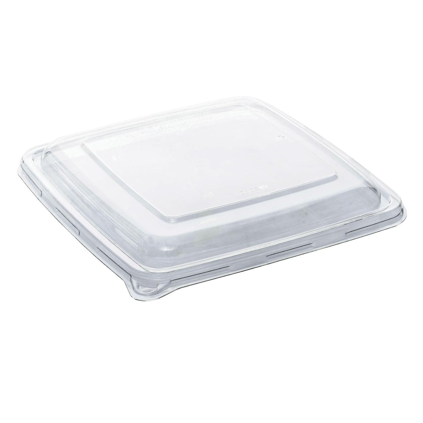 Plastlåg firkantet 230x230 mm klar RPET til bagasse skål,4 ps x 75 stk/krt