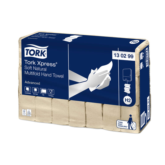 Håndklædeark Tork Advanced H2 Z-Fold 2-lag L24xB21.3xD8cm Genbrug FSC Natur,21 pk x 180 ark/krt