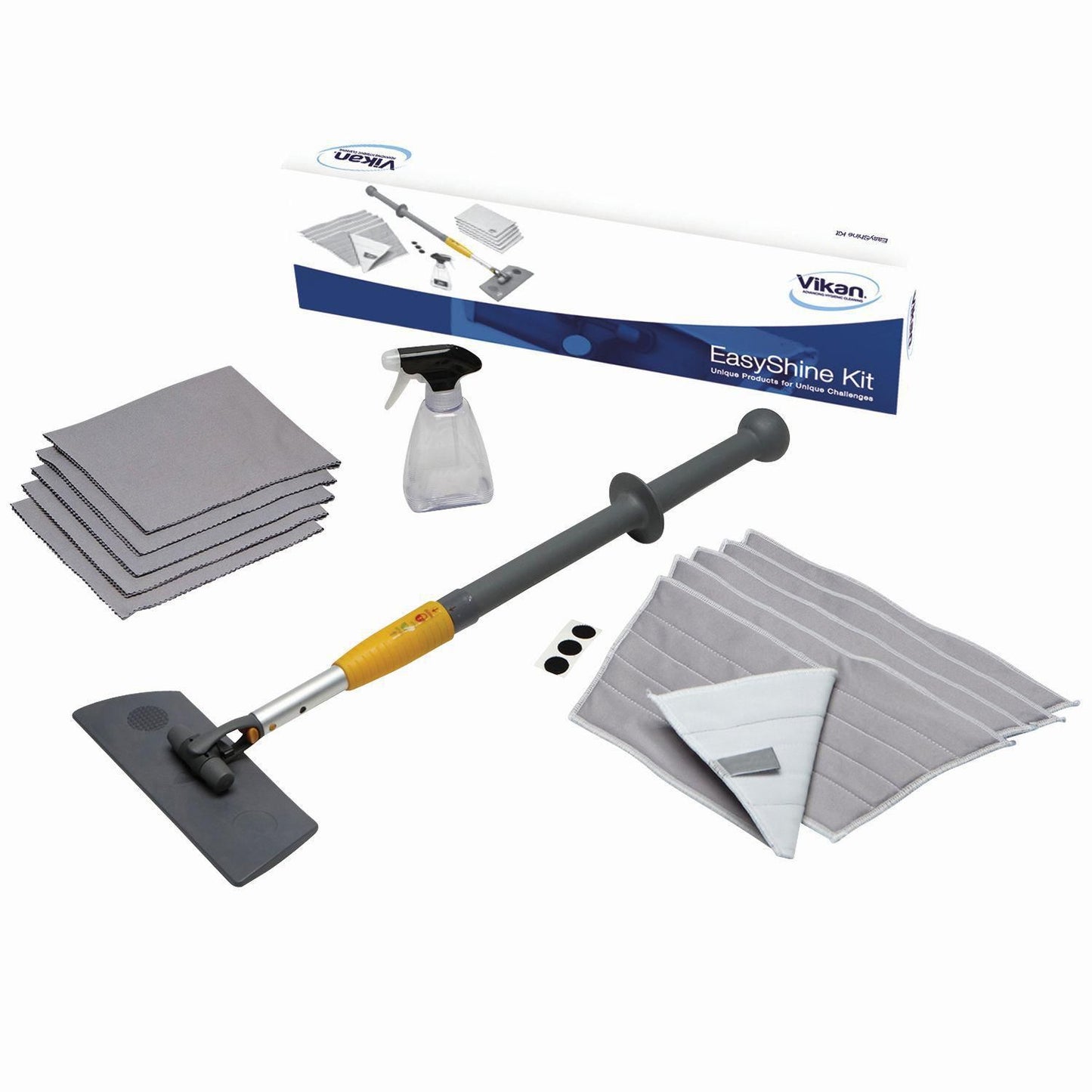 Vinduespudsesæt Easy Shine Kit med 5 mopper/5 klude/1 flaske/1 fremfører/1 skaft,1 set/krt