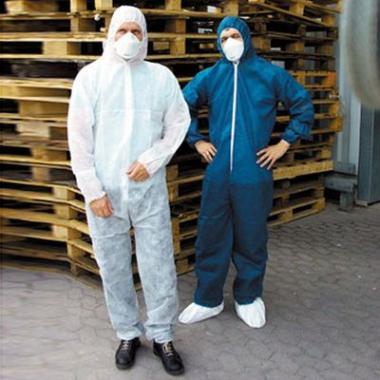 Støvdragt str 2XL med Lynlås/Hætte/Taljeelastik PP Hvid,50 stk/krt