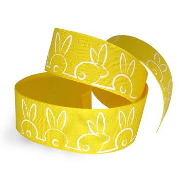 Silkebånd 25mmx25m påske gul,1 rl
