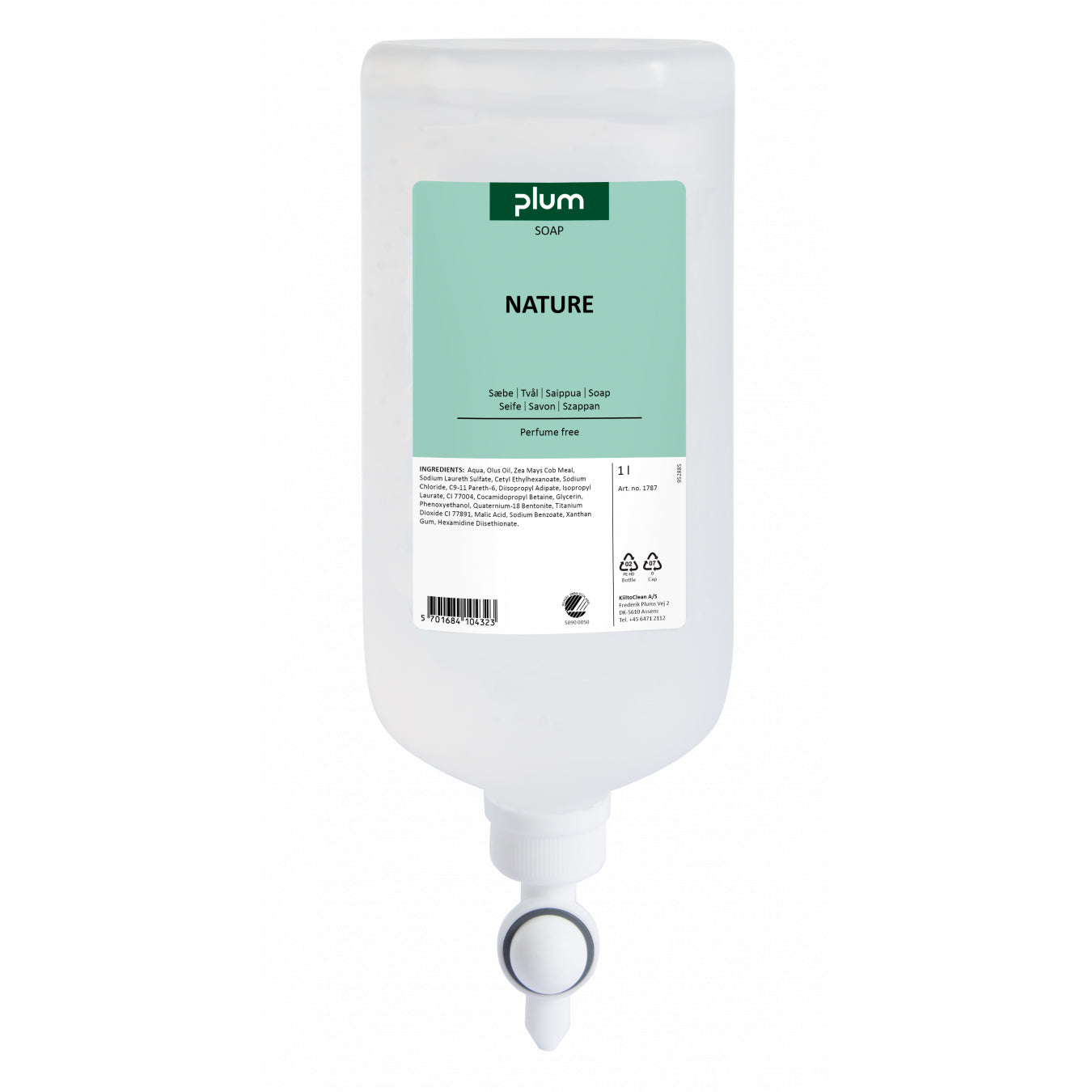 Cremesæbe Plum Nature 1ltr Svanemærket uden Farve/Parfume til CombiPlum disp.,1 ltr/fl