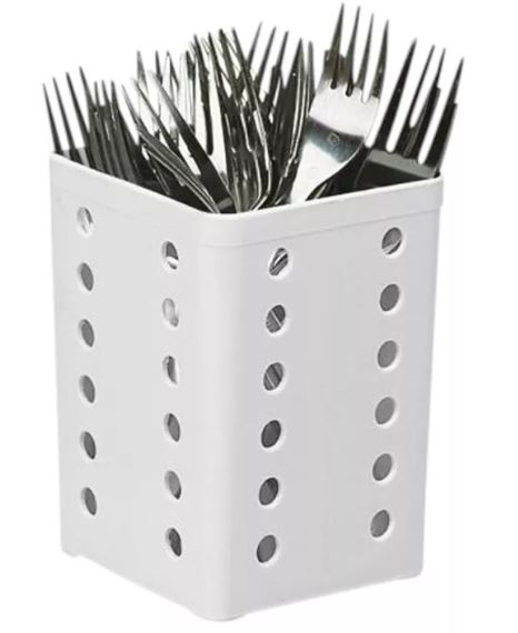 Bestikbeholder 105x105x140mm plast hvid,1 stk