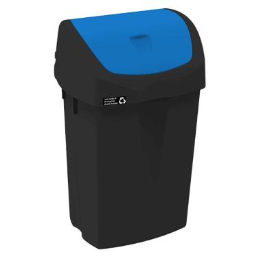 Affaldsbeholder Nordic Recycle 15ltr sort med blåt vippelåg,1 stk
