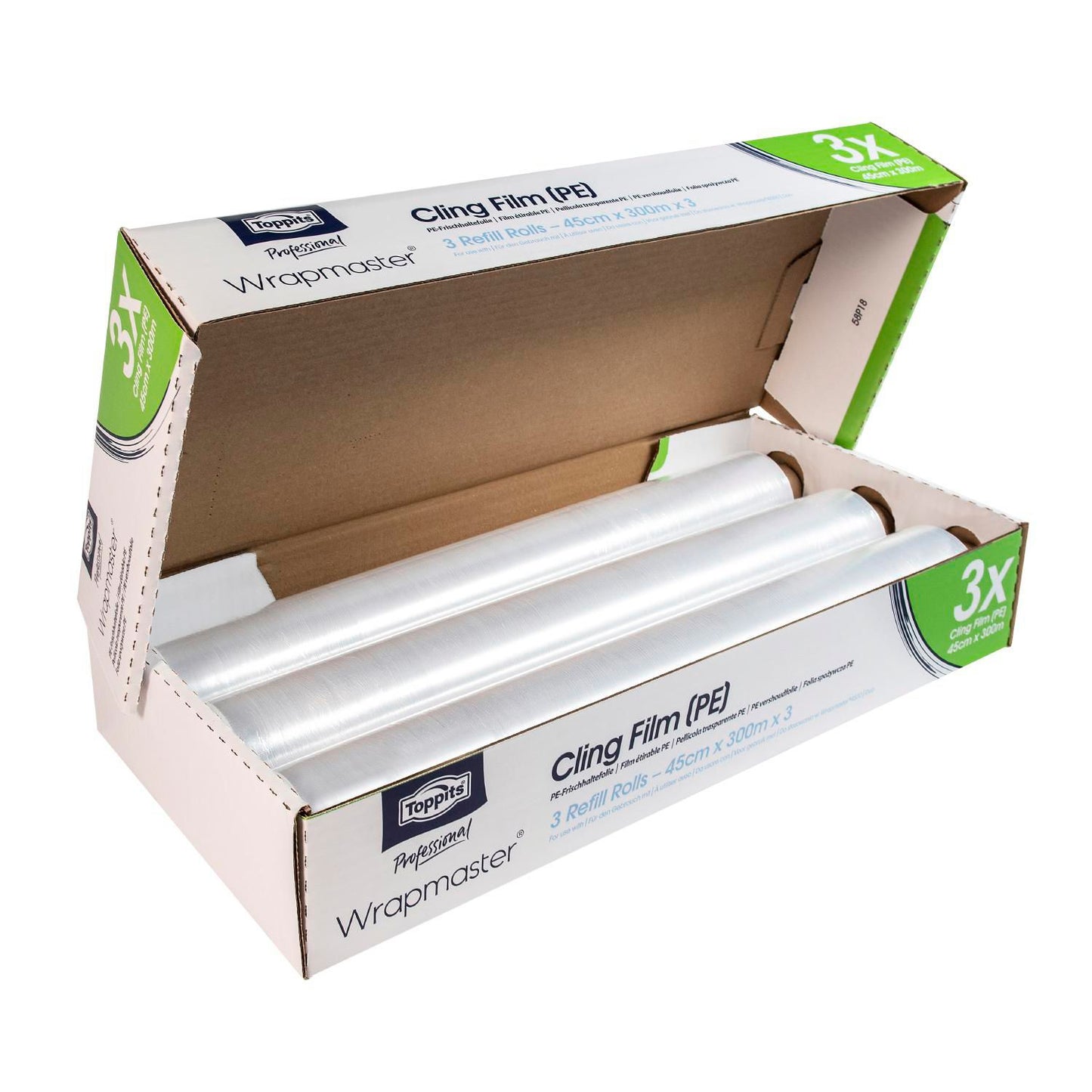 Film Wrapmaster Uperforeret B45cmxL300m 7my PE Klar,3 stk/krt