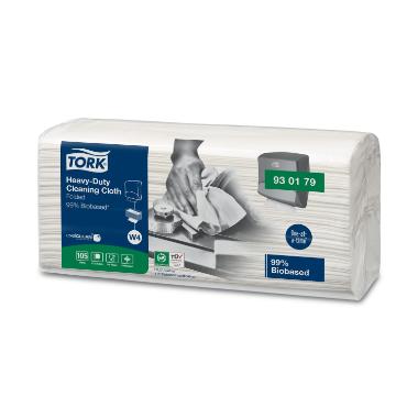 Aftørringsklud Tork W4 biobaseret kraftig L41.5xB35.5cm hvid,4 pk x 105 stk/krt