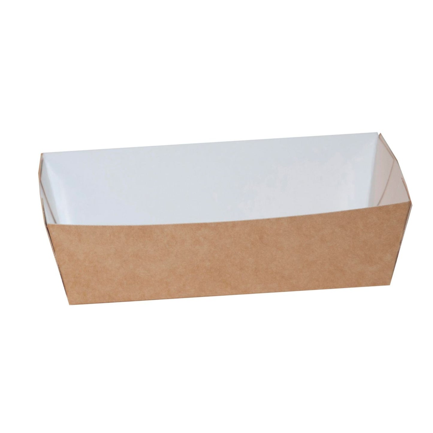Pommes Frites Bakke Nr. 2 L145xB81xH53mm Pap Brun/Hvid,5 ps x 100 stk/krt