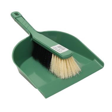 Fejebakke- og kost i sæt plast grøn,1 stk