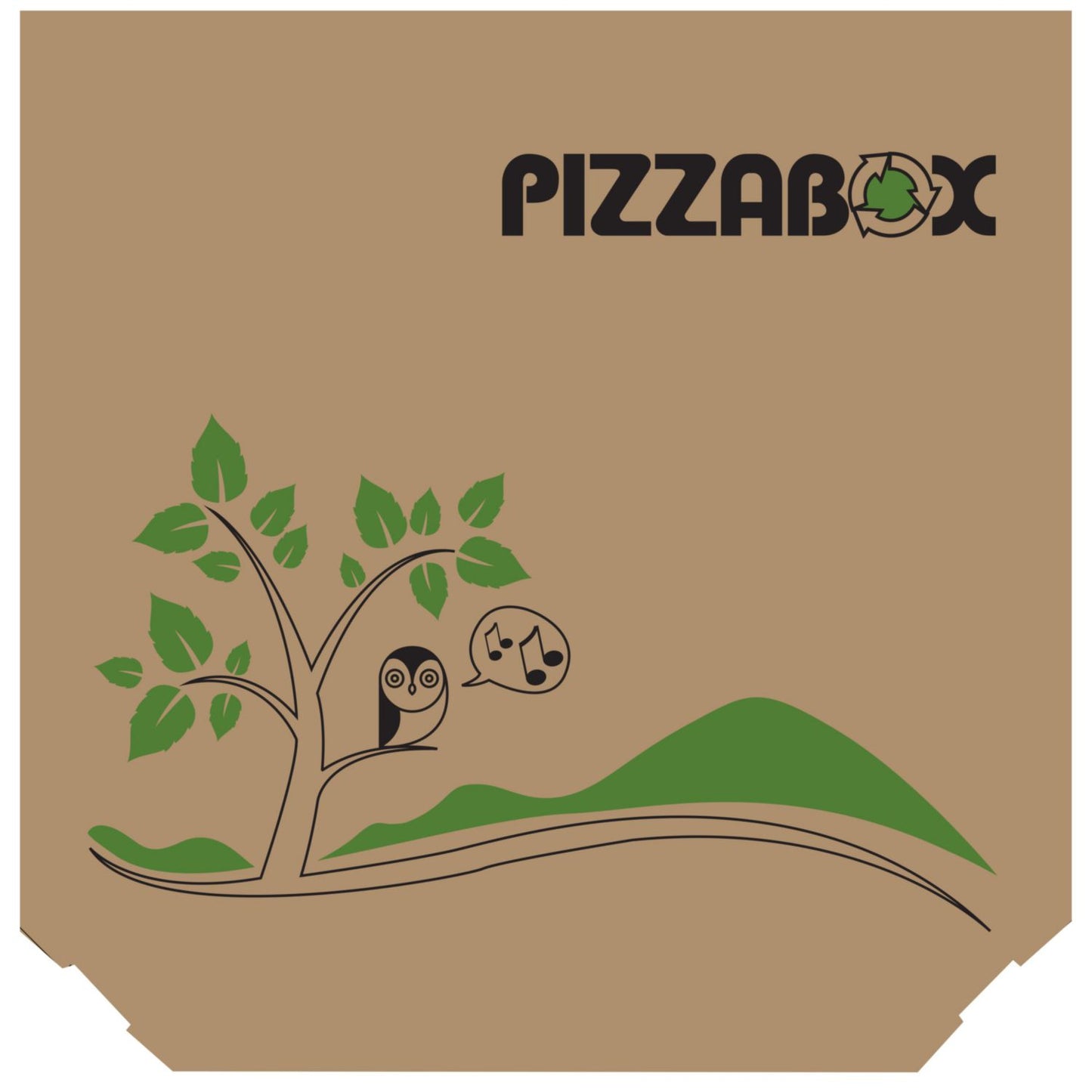 Pizzaæske TWK/242/E Treviso L29xB29xH3cm brun med tryk Pizzabox,100 stk/krt