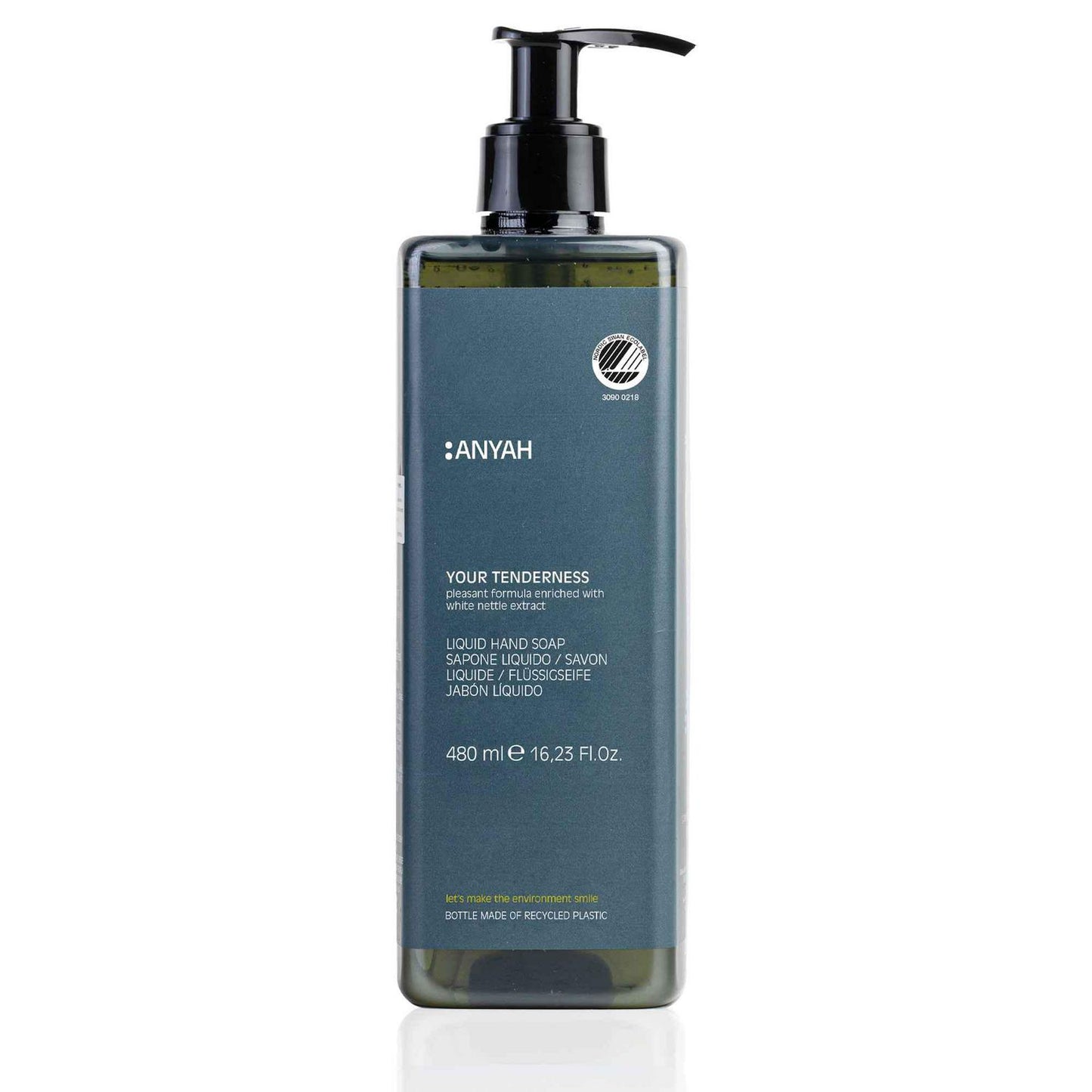 Håndsæbe Anyah Your Tenderness 480ml Svanemærket m. Parf. Åben pumpe Refillable,18 stk x 480 ml/krt