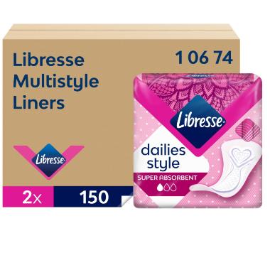 Trusseindlæg Libresse Multistyle dispenser refill uden parfume hvid 2x150stk,2 pk x 150 stk/krt