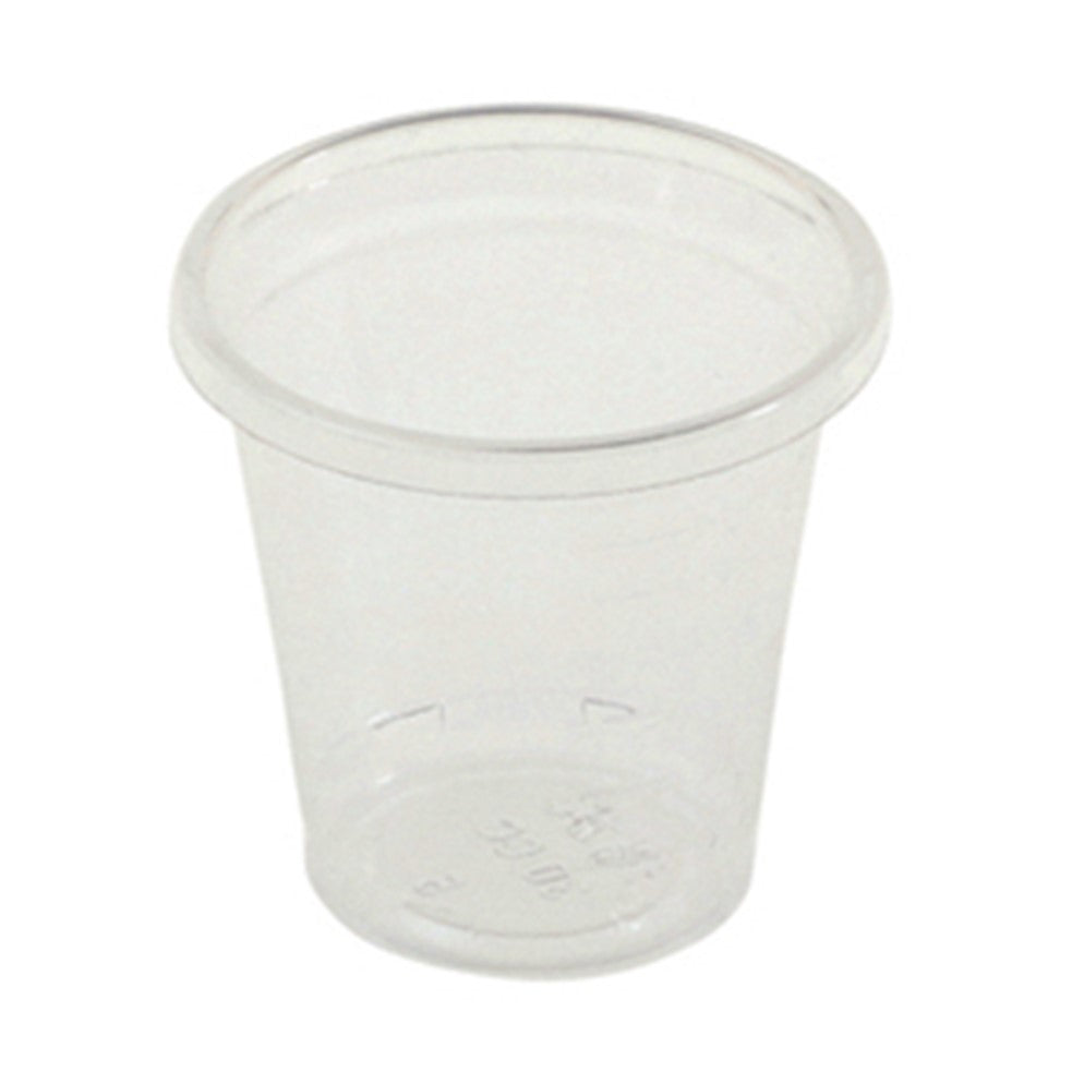 Plastglas 3 cl snapseglas Ø45xH45mm Bionedbrydelig PLA Klar,30 pk x 100 stk/krt