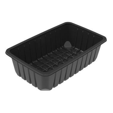Plastbakke K81-75S Rektangulær 2220ml L26.06xB15.96xH7.38cm 850 my PP sort,252 stk/krt