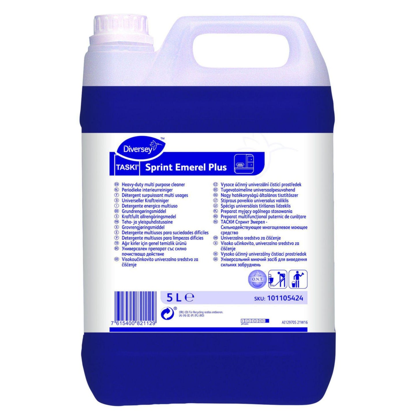 Grundrengøring Gulv/Inv Taski Sprint Emerel Plus 5ltr m Parfume/Lugtfjer. Manuel,2 stk x 5 ltr/krt