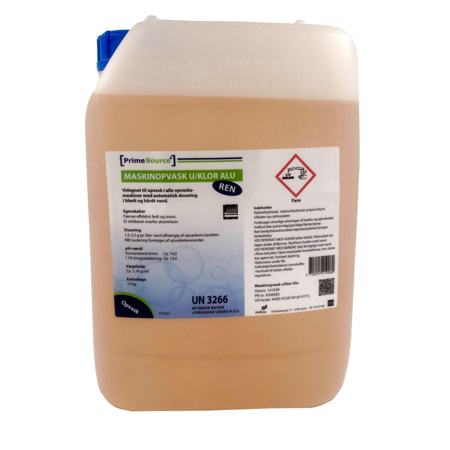 Maskinopvask Flydende Prime Source Ren Alu 10ltr uden Klor Blødt/Hårdt til alu,10 ltr