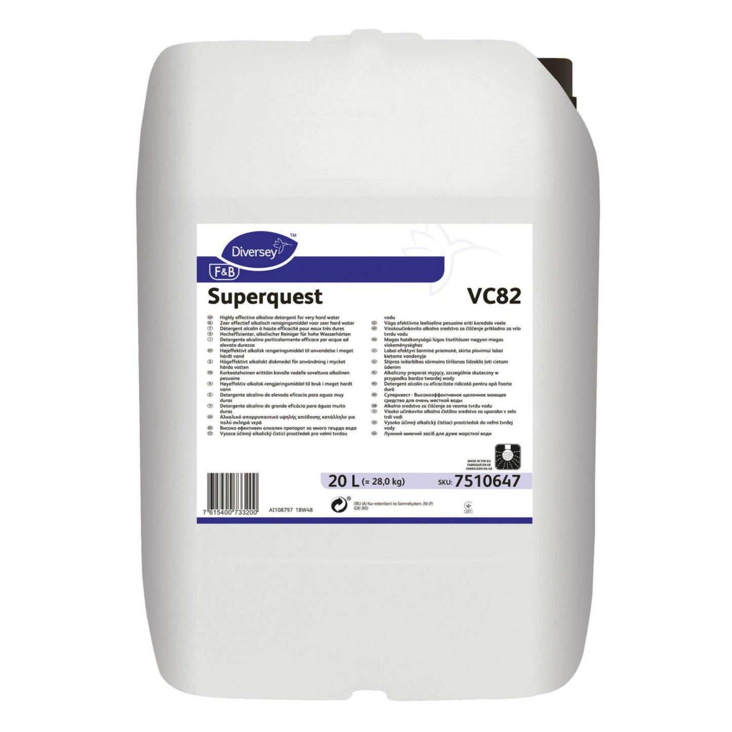 Rengøringsmiddel CIP Superquest VC82 20ltr Lavt frysepunkt til meget hårdt vand,20 ltr/stk