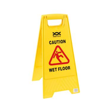 Advarselsskilt på engelsk CAUTION - WET FLOOR L30xB29,5xH61cm BOPP gul,1 stk
