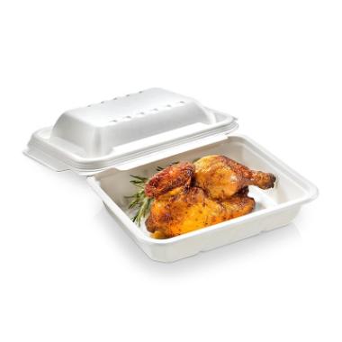 Bakke 1-rum L227xB178xH43mm menubakke bagasse hvid biocoated,125 stk/pk