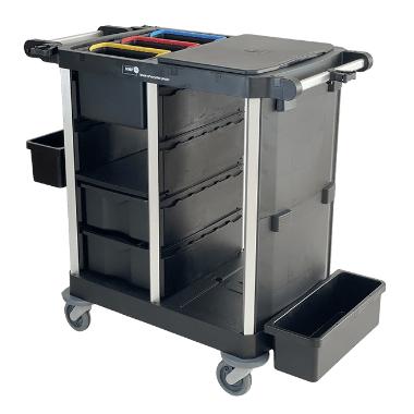 Rengøringsvogn L101xB62xH107cm RPP uden døre Sort,1 stk