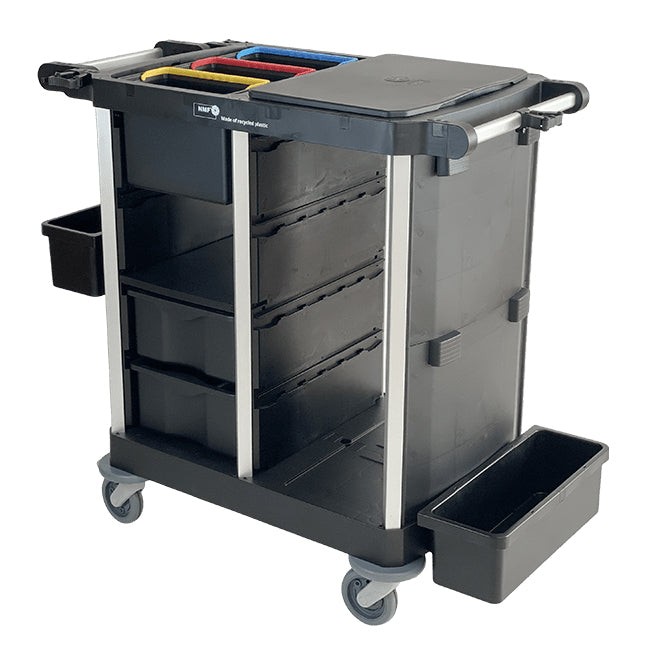 Rengøringsvogn L101xB62xH107cm RPP uden døre Sort,stk
