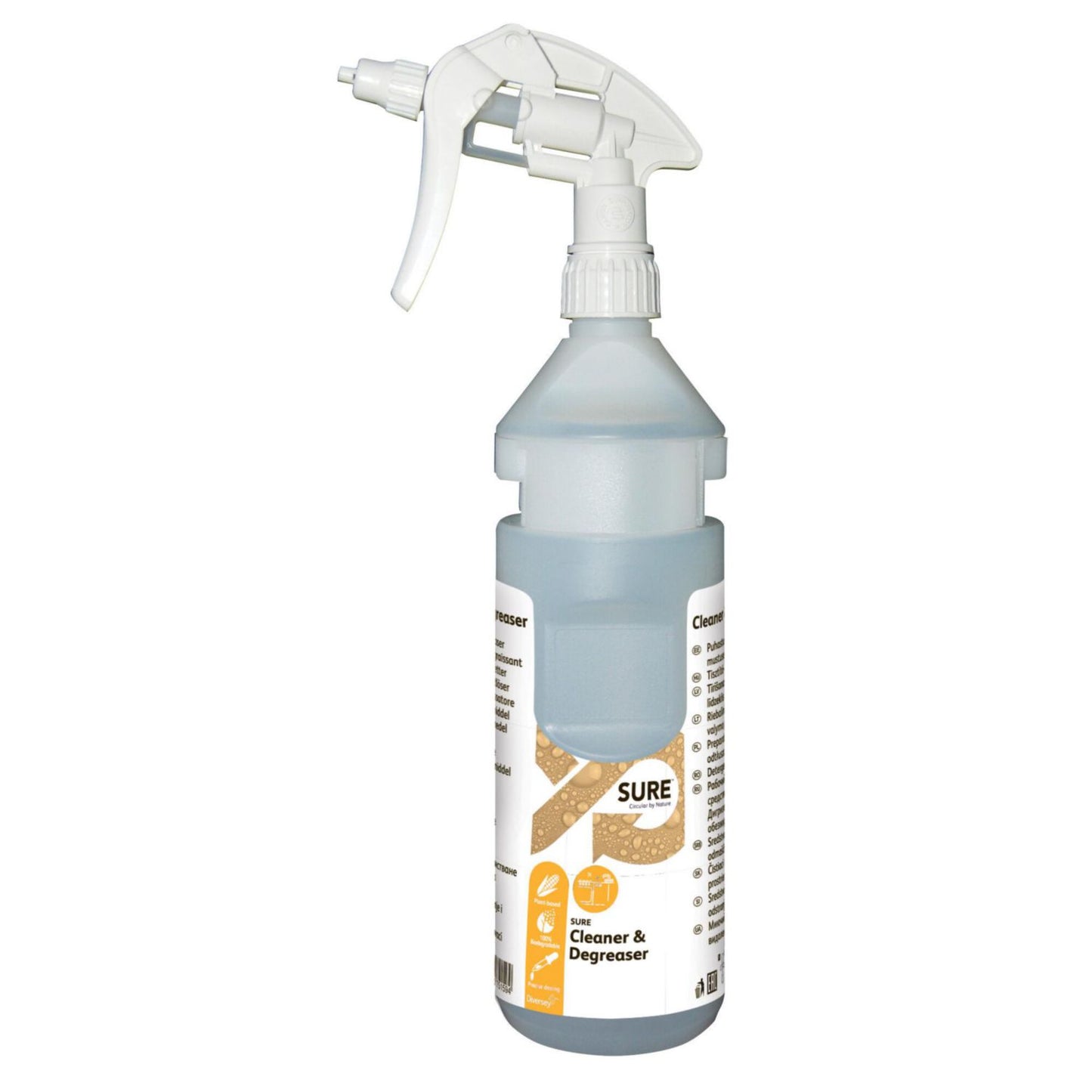 Flaske Tom Skum 750ml med Hoved/Label Grå/Hvid til SURE Cleaner & Degreaser,6 fl x 750 ml/krt