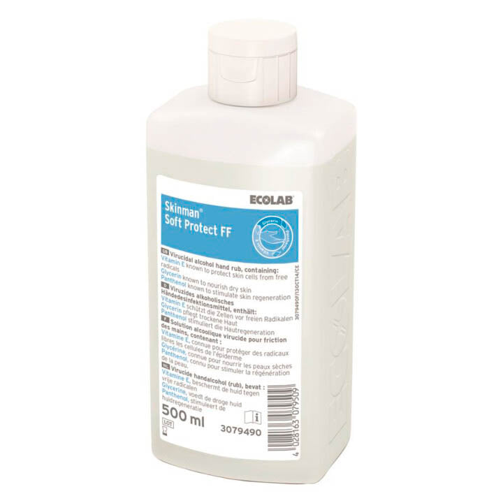 Hånddesinfektion Flydende Skinman Soft Protect FF 500ml med 80% ethanol/Snaplåg,24 stk x 500 ml/krt